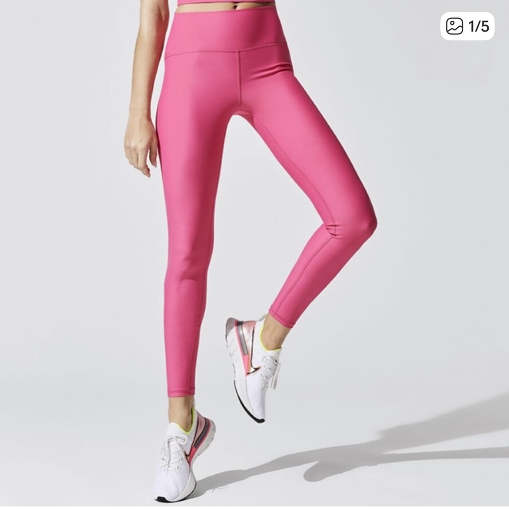 Carbon38 High Rise Shine Leggings Pink Small